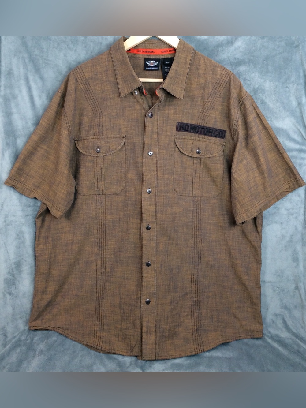 Harley-Davidson Brown Plaid Short-Sleeve Button-Down Shirt